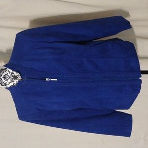 Allison Daley Petite Cobalt Blue Blazer Coat Jacket Sz 12 Pockets Lined Soft